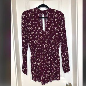 Purple Floral Romper, Women's Small (S)